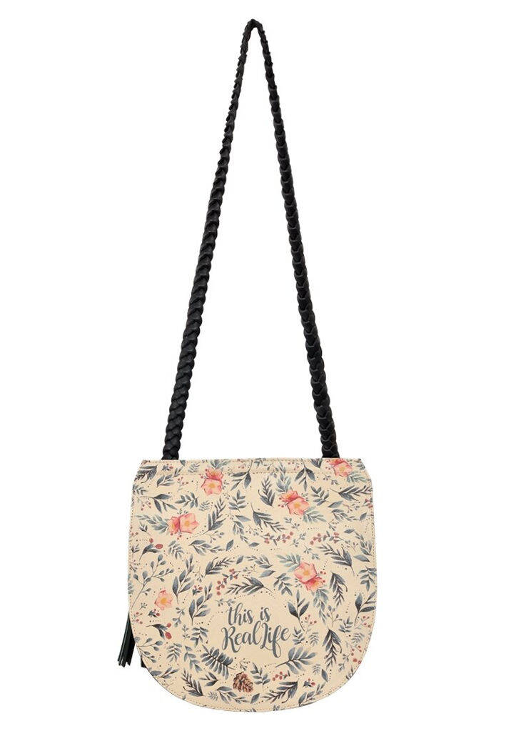Women Vegan Beige Shoulder Bag - Real Life Design