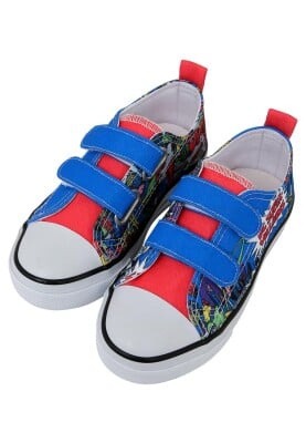 Unisex Çocuk Vegan Işıklı Cırt Cırtlı Mavi Sneakers - Warner Bros Dc Villains Tasarım - Thumbnail (1)