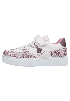 Unisex Çocuk Vegan Deri Cırt Cırtlı Beyaz Sneakers - Warner Bros Looney Tunes B for Bugs Bunny Tasarım - Thumbnail (1)