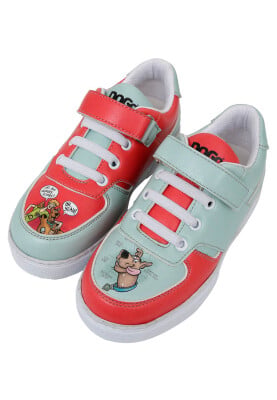 Dogo - Unisex Çocuk Vegan Deri Cırt Cırtlı Çok Renkli Sneakers - Warner Bros Hungry Doo Scooby Doo Tasarım