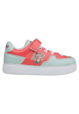 Unisex Çocuk Vegan Deri Cırt Cırtlı Çok Renkli Sneakers - Warner Bros Hungry Doo Scooby Doo Tasarım - Thumbnail (1)