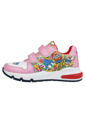 Dogo - Unisex Enfants Cuir Vegan Baskets à Scratchs Rose - Warner Bros Seriously Looney Tunes Motif