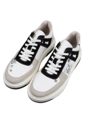 Erkek Vegan Deri Beyaz Sneakers - Lost Dream Tasarım - Thumbnail (1)