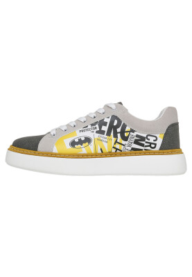 Dogo - Erkek Vegan Deri Beyaz Sneakers - Warner Bros Batman Collage Tasarım