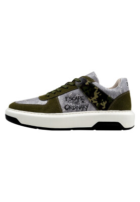 Dogo - Erkek Vegan Deri Gri Sneakers - Ordinary Camo Tasarım