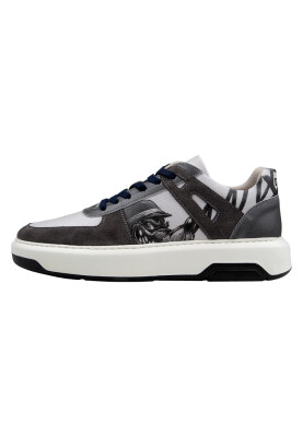 Dogo - Erkek Vegan Deri Gri Sneakers - Trouble Tasarım