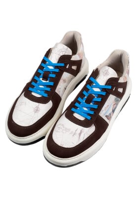 Erkek Vegan Deri Krem Sneakers - Ink and Pictures Tasarım - Thumbnail (1)