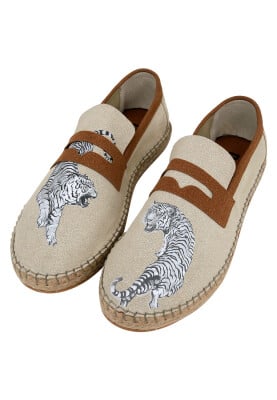 Dogo - Erkek Vegan Krem Espadril - Uptown Tigers Tasarım