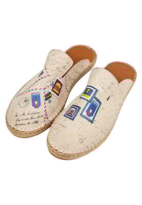 Dogo - Erkek Vegan Krem Terlik - Letters and Stamps Tasarım