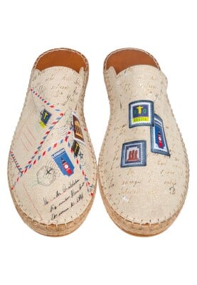 Erkek Vegan Krem Terlik - Letters and Stamps Tasarım - Thumbnail (1)