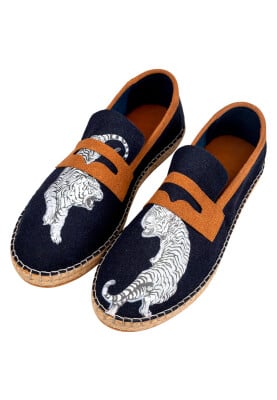Dogo - Erkek Vegan Lacivert Espadril - Uptown Tigers Navy Tasarım