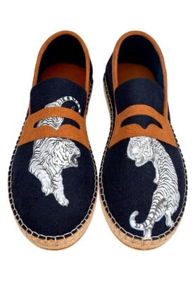 Erkek Vegan Lacivert Espadril - Uptown Tigers Navy Tasarım - Thumbnail (1)