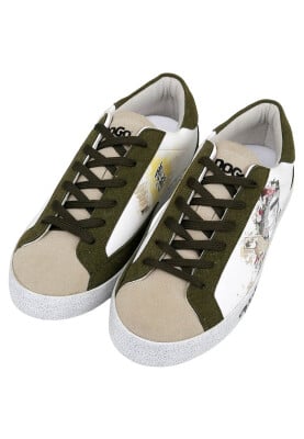 Femme Cuir Vegan Blanc Baskets - Apollo Motif - Thumbnail (1)