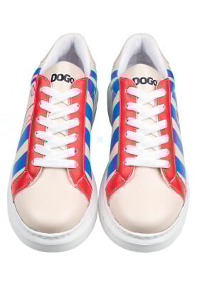 Femme Cuir Vegan Blanc Baskets - Mon Amour Motif - Thumbnail (1)