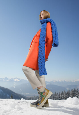 Femme Cuir Vegan Bleu Bottes - Dare Bright Motif - Thumbnail (1)