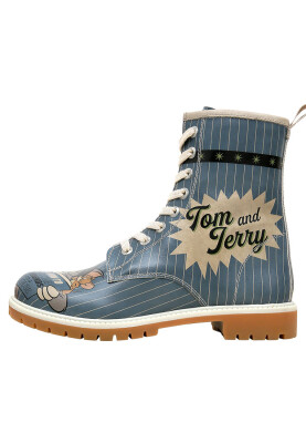 Femme Cuir Vegan Bleu Bottes Longues - Warner Bros Tom et Jerry Friends-with-a-Mouse Motif - Thumbnail (1)