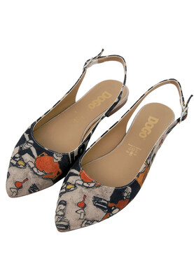 Femme Cuir Vegan Multicolore Chaussures Plates - Supper Motif - Thumbnail (1)