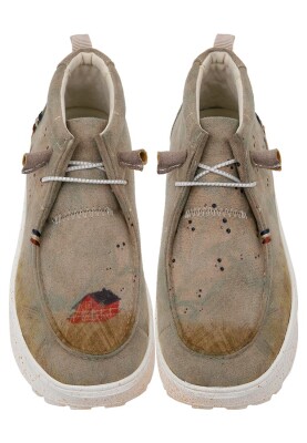 Femme Cuir Vegan Cream Bottes - The Escape of the Spirits Motif - Thumbnail (1)