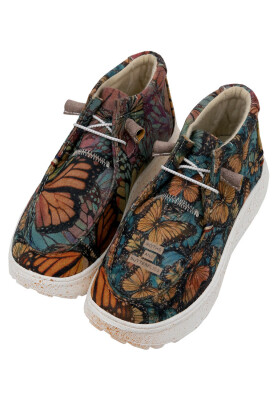 Dogo - Femme Cuir Vegan Cream Bottes - Moths and Butterflies Motif