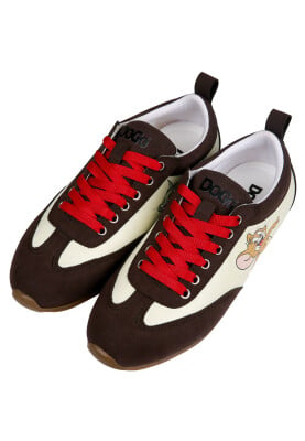 Femme Cuir Vegan Crème Baskets - Warner Bros Looney Tunes Tom & Jerry Motif - Thumbnail (1)