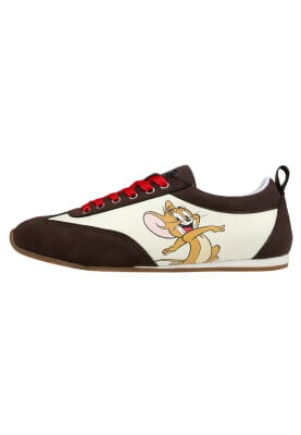 Dogo - Femme Cuir Vegan Crème Baskets - Warner Bros Looney Tunes Tom & Jerry Motif