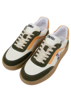 Femme Cuir Vegan Crème Baskets - Warner Bros Looney Tunes Sylvester and Tweety Motif - Thumbnail (1)
