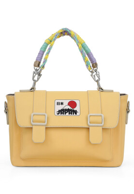 Dogo - Femme Cuir Vegan Jaune Sac à Main - Japan Motif