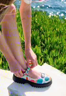 Dogo - Femme Cuir Vegan Multicolore Mary Jane Mocassins - Lucky Motif