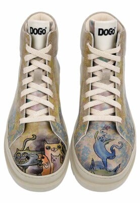 Dogo - Femme Cuir Vegan Multicolore Bottes - Cat Person Motif