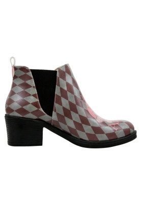 Femme Cuir Vegan Multicolore Bottes Longues - Abbie Motif - Thumbnail (1)