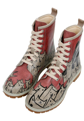 Dogo - Femme Cuir Vegan Multicolore Bottes Longues - Bad Cats Mad Cats Motif