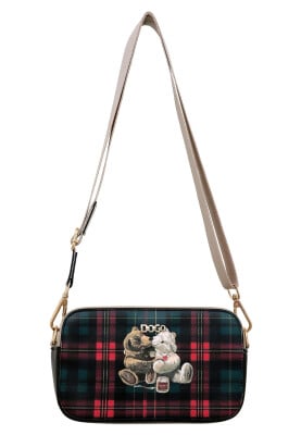 Femme Cuir Vegan Multicolore Sac à Main - Teddy Bear Motif - Thumbnail (1)