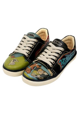 Dogo - Femme Cuir Vegan Noir Baskets - Warner Bros Scooby Doo The Sneaky Machine Motif