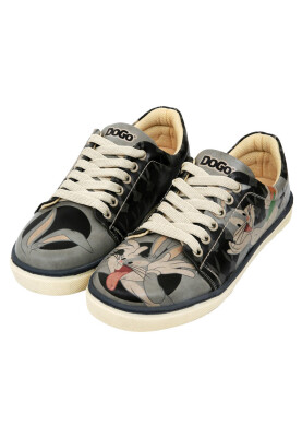 Dogo - Femme Cuir Vegan Noir Baskets - Warner Bros Bugs Bunny Playful Bugs Motif