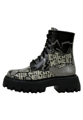 Dogo - Femme Cuir Vegan Noir Bottes Longues - Catch the Moment Motif