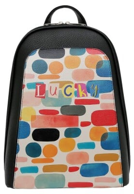 Dogo - Femme Cuir Vegan Noir Sac à dos - Abstract Motif