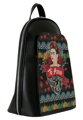 Femme Cuir Vegan Noir Sac à dos - FKL Frida Kahlo Te Amo Motif - Thumbnail (1)