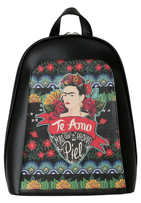 Dogo - Femme Cuir Vegan Noir Sac à dos - FKL Frida Kahlo Te Amo Motif