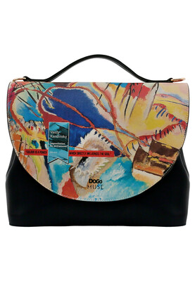 Dogo - Femme Cuir Vegan Noir Sac à Main - Vasily Kandinsky Cannons Muse Motif