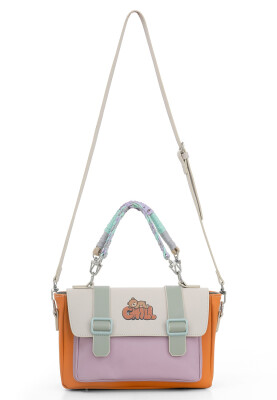 Femme Cuir Vegan Orange Sac à Main - Chill Motif - Thumbnail (1)