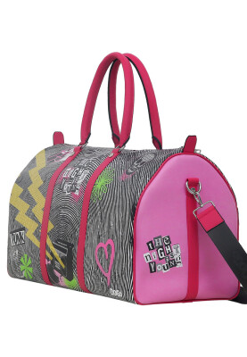 Femme Cuir Vegan Multicolore Sac de Voyage - Night Is Young Motif - Thumbnail (1)