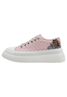 Dogo - Femme Vegan Blanc Baskets à Plateforme - Big Steps Cat Motif
