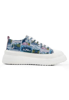 Dogo - Femme Vegan Bleu Baskets à Plateforme - Already Lost Motif