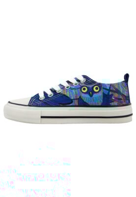 Dogo - Femme Vegan Bleu Foncé Baskets - Feathers of the Owl Motif