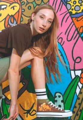 Femme Vegan Brun Baskets Hautes - Camping Scooby Doo Motif - Thumbnail (1)