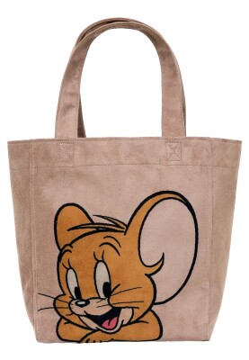 Femme Vegan Cream Large Tote Bag - Warner Bros Smiles and Whiskers Motif - Thumbnail (1)