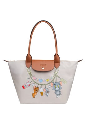 Dogo - Femme Vegan Crème Large Sac à Main - Warner Bros Looney Tunes Tom&Jerry Charms Motif