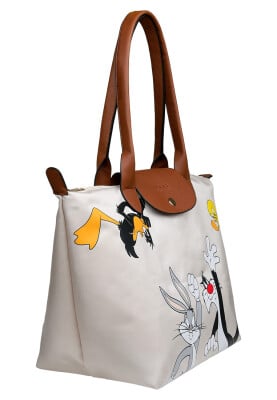 Femme Vegan Crème Large Sac à Main - Warner Bros Looney Tunes Joy Motif - Thumbnail (1)