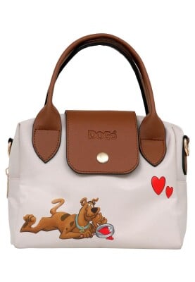 Femme Vegan Crème Medium Sac à Main - Warner Bros Scooby Doo Found Love Motif - Thumbnail (1)