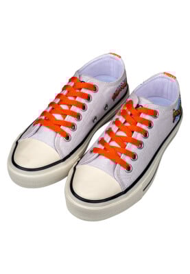 Kadın Vegan Beyaz Sneakers - Looney Tunes Bugs Bunny Space Jam Tasarım - Thumbnail (1)